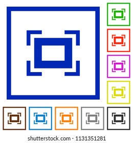 Full screen flat color icons in square frames on white background