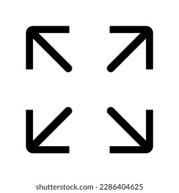 Full screen icon. Arrow mark icon. Vector isolated on white background.