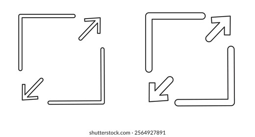 Full screen Icon. Big Small Size Illustration. Minimize Maximize Frame Icon. Video Expand Reduce Icon, Vector Illustrator