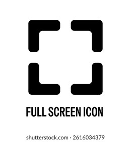 Full Screen Icon Black with White Background Flat Design Vector Illustration