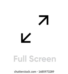 Icono de pantalla completa. Vector de línea editable. Símbolo de un solo pictograma para sitio web o aplicación móvil. Pictograma único.