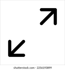 Icono de pantalla completa, Expandir a símbolo y signo de pantalla completa. Símbolo de flechas. ilustración vectorial sobre fondo blanco
