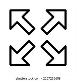 Full screen icon, Expand to full screen sign and symbol. Arrows symbol. vector illustration on white background