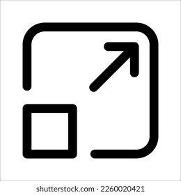 Icono de pantalla completa, Expandir a símbolo y signo de pantalla completa. Símbolo de flechas. ilustración vectorial sobre fondo blanco