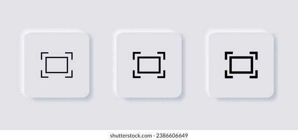 símbolo de expansión de icono de pantalla completa. maximizar el tamaño de pantalla de los iconos de pantalla completa. botones de neumorfismo. estilo neumórfico