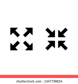 Full screen icon in flat vector isolated on white background