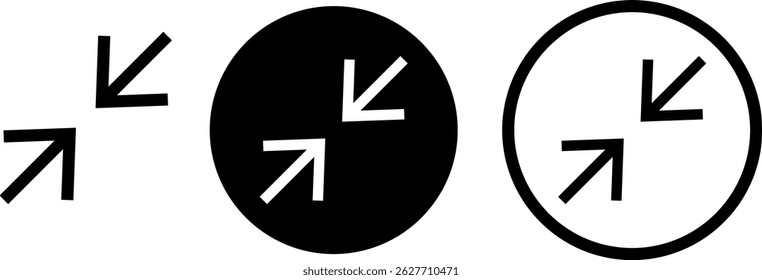 Full screen icon set. Trim view sign. arrows pointing outward expansion. Expand size icons. Enlarge screen symbols