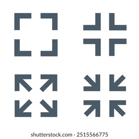Full Screen Icon. Small screen icons set. Big and small size symbols. Vector