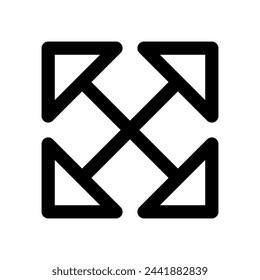 Vector de icono de pantalla completa. Expanda el signo de ilustración. Abrir símbolo o logotipo.