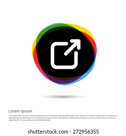 Full Screen Icon, White pictogram icon creative circle Multicolor background. Vector illustration. Flat icon design style