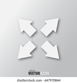 Full screen icon in white style with shadow isolated on grey background. For your design, logo. Vector illustration.