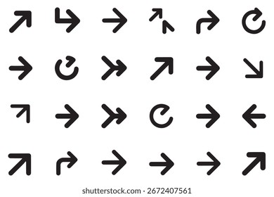 Full screen icons set. Arrow mark icons. Vector black silhouette. with white background
