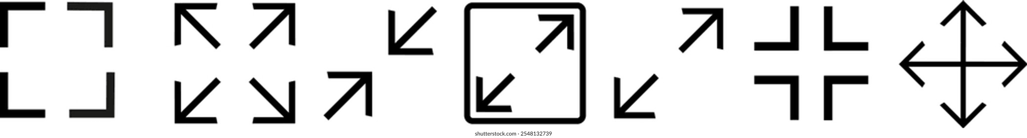 Full screen icons set. Fullscreen button sign. Vector illustration