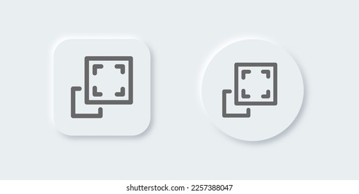 Full screen line icon in neomorphic design style. Multimedia signs vector illustration.