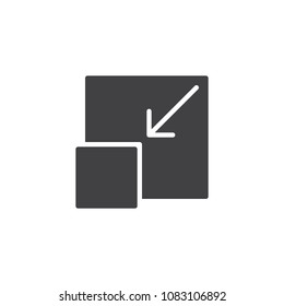 Full screen minimize vector icon. filled flat sign for mobile concept and web design. simple solid icon. Symbol, logo illustration. Pixel perfect vector graphics