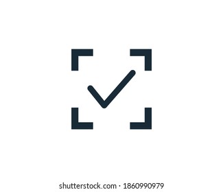 Full Screen Preview and Check Mark Icon Vector Logo Template Illustration Design