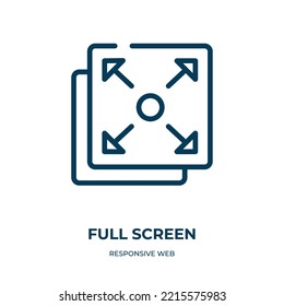 Symbol auf Vollbild. Lineare Vektorgrafik aus reaktionsfähiger Websammlung. Umriss der Vollbildsymbol Symbol-Vektorgrafik. Dünnliniensymbol für Web- und mobile Apps, Logo, Printmedien.