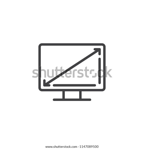 Full screen tv outline icon. linear style sign\
for mobile concept and web design. Wide screen simple line vector\
icon. Display size symbol, logo illustration. Pixel perfect vector\
graphics
