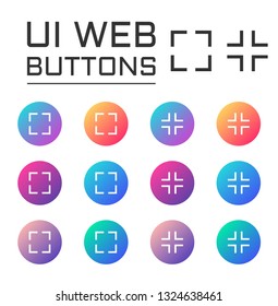 full screen ui web button. vector icons on trendy gradients for web, mobile and user interface design