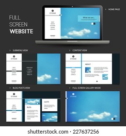 Full Screen Website Template with Blurred Background - Five Different Pages