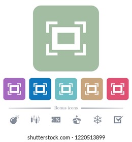 Full screen white flat icons on color rounded square backgrounds. 6 bonus icons included