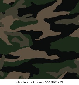 Full Seamless Abstract Army Camouflage Pattern Vector. Dark Colors Military Camo Skin for Decor and Textile. Army masking design for hunting textile fabric printing and wallpaper.