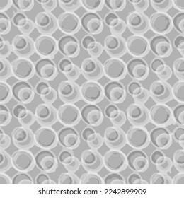 Full seamless abstract circle texture background. Fabric print pattern vector for decoration. White grey design for textile. Grunge model for fashion and home design.
