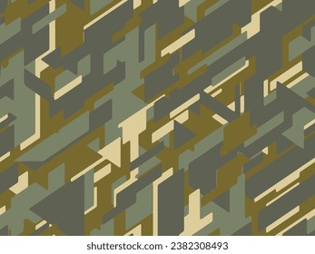 Full seamless abstract geometric print. Camouflage pattern texture. Vector for Jacket Pants Shirt and Shorts. Army textile fabric. Military camo design.