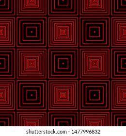 Full Seamless Abstract Geometric Square Pattern Vector for Decor and Textile Skin. Black and red color design for textile fabric printing and wallpaper. Design for fashion and home design.