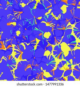 Full Seamless abstract pattern for fabric printing. Purple and yellow design suitable for printing on women's dress. Endless pattern for evening dress fabric.