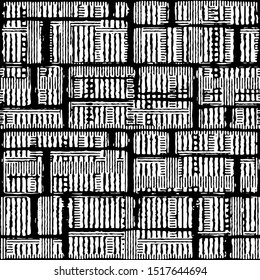 Full Seamless Abstract Pattern. Monochrome Vector. Black and White Dress Fabric Print. Design for Textile and Home Decoration. 
