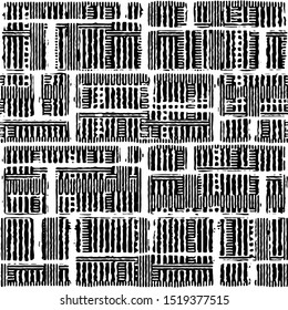 Full Seamless Abstract Pattern. Monochrome Vector. Black and White Dress Fabric Print. Design for Textile and Home Decoration. 