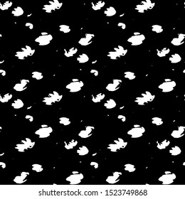 Full Seamless Abstract Pattern. Monochrome Vector. Black and White Dress Fabric Print. Design for Textile and Home Decoration. 