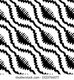 Full Seamless Abstract Pattern. Monochrome Vector. Black and White Dress Fabric Print. Design for Textile and Home Decoration. 