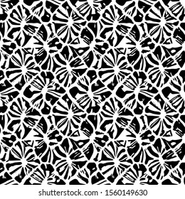 Full Seamless Abstract Pattern. Monochrome Vector. Black and White Dress Fabric Print. Design for Textile and Home Decoration. 