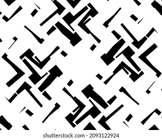 Full Seamless Abstract Pattern. Monochrome Vector. Black and White Dress Fabric Print. Design for Textile and Home Decoration. 