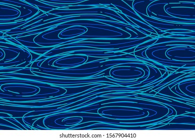 Full Seamless Abstract Pencil Lines Pattern. Monochrome Brush Strokes Vector. Blue Monochrome Dress Fabric Print. Design for Textile and Home Decoration.