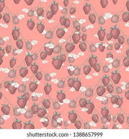 Full Seamless Abstract Strawberry Fruit Pattern in Vector illustration for fashion textile fabric print background