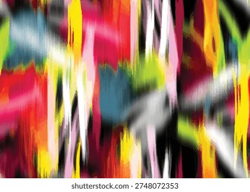 Full Seamless abstract tie dye watercolor pattern with batik style blurred stripes in red, orange and yellow. Energetic print background for women dress textile, street fashion fabric and decor.