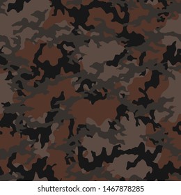 Full Seamless Army Camouflage Pattern Vector. 
Dark Colors Military Camo Skin for Decor and Textile. Army masking design for hunting textile fabric printing and wallpaper.
