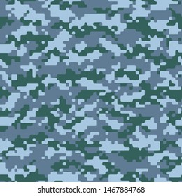 Full Seamless Army Camouflage Pattern Vector. Soft Green and Blue Military Camo Skin for Decor and Textile. Army masking design for hunting textile fabric printing and wallpaper.