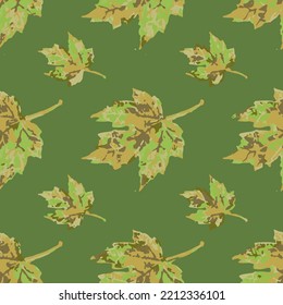 Full seamless autumn floral pattern retro illustration. Tree leaf vintage design for fabric print. Suitable for fashion use.