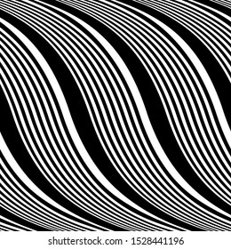 Full Seamless Background with waves lines Vector. Black and white texture with vertical wave lines. Vertical lines design for fashion and decor fabric print.