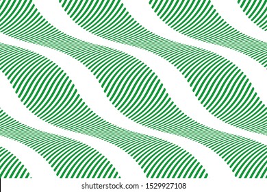 Full Seamless Background with waves lines Vector. Green texture with vertical wave lines. Vertical lines design for fashion and decor fabric print.
