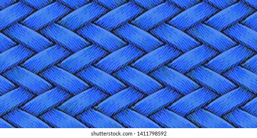 Full Seamless Blue Knit Texture Pattern. Knitted vector for textile and home decor
