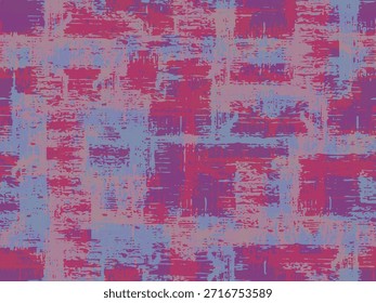 Full Seamless bold grunge plaid pattern with noisy blocks for artistic print background. Scraped paint texture. Fashion textile for women dress, streetwear, wallpaper, and craft.