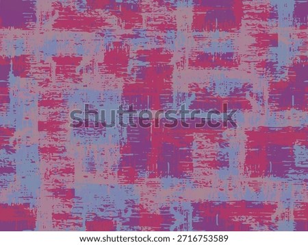 Full Seamless bold grunge plaid pattern with noisy blocks for artistic print background. Scraped paint texture. Fashion textile for women dress, streetwear, wallpaper, and craft.