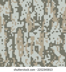 Patrón de textura de camo digital completamente transparente. Se puede usar para botas y pantalones cortos. Impresión de tela textil del ejército. Camuflaje militar geométrico. Ilustración vectorial.