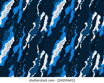 Full seamless camouflage background. Fabric print texture pattern for textile. Navy army camo uniform skin vector for fashion and wallpaper. 