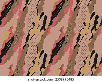 Full seamless camouflage background. Fabric print texture pattern for textile. Ethnic colors army camo uniform skin vector for fashion and wallpaper. 